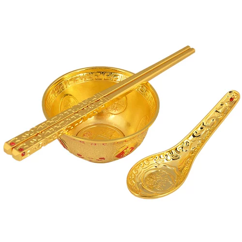 宏图好运 Металлические блюда, набор Spoon, сплавная посуда домашняя мебель мебель, Golden Bowl Wedding Gift украшения