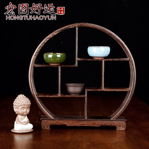 Hongtu Удача с твердым деревянным чашкой чайная церемония богсовые полки курицы