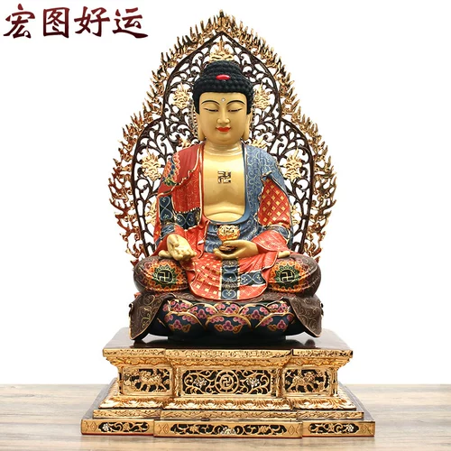 宏图好运 Медная позолоченная бронзовая окрашенная ваджра амитабха Будда украшения Бронзовая статуя закреплена в украшениях на дому
