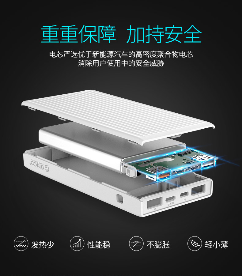 Orico / Orico sạc Po 20000 mA phổ Type-C với số lượng lớn polymer điện thoại Universal Mobile siêu mỏng nhà ở di động hai chiều nén điện sạc nhanh thông minh Po - Ngân hàng điện thoại di động sạc dự phòng topk
