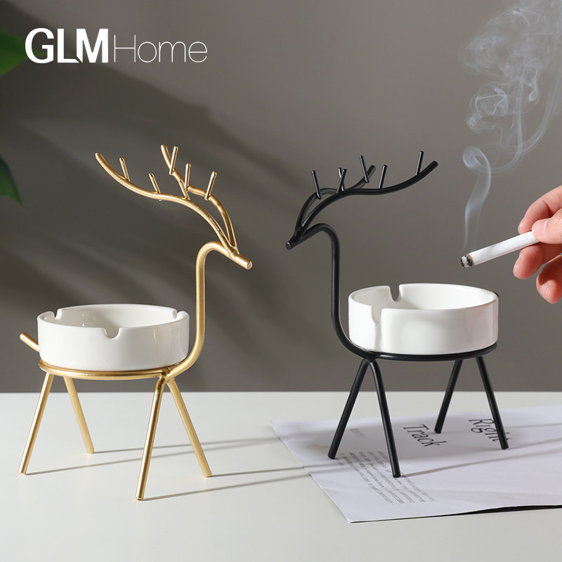Ins wind creative elk ceramic ashtray home living room personality trend ornament office table decorations