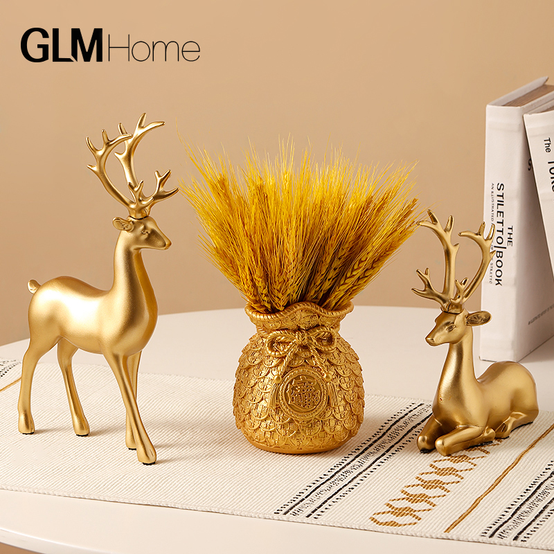 Wheat dry flower lucky deer ornaments home decorations creative living room wine cabinet porch barley shop opening gift