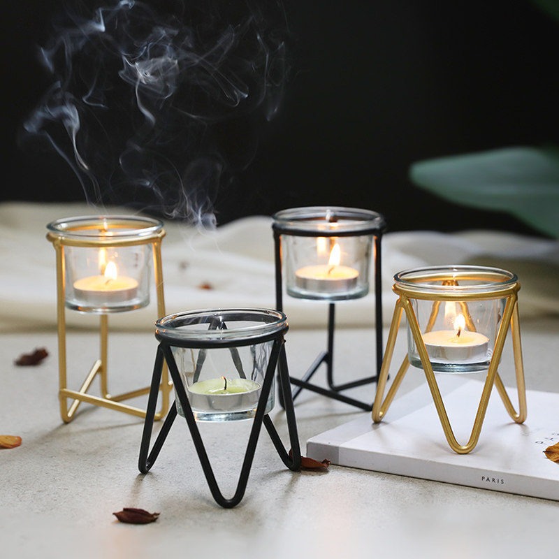 ins wind Nordic iron art wax candleholder small pendulum piece creative romantic table candlelight dinner props home adornment-Taobao