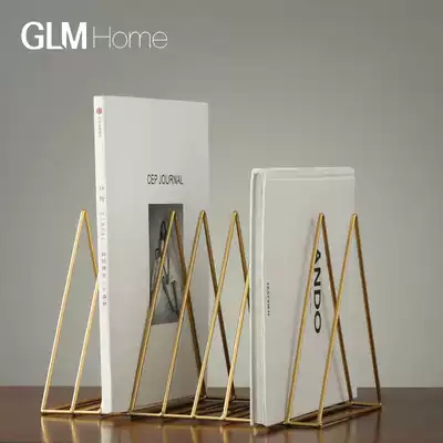 Nordic simple Iron Triangle bookshelf magazine newspaper rack living room study desktop storage decoration shelf book stand