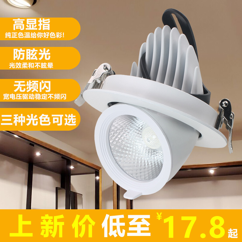 Adjustable light LED ceiling lamp cob Elephant nose light recessed spotlight living room Aisle Clothing Shop Bull eye cylinder lamp Nordic