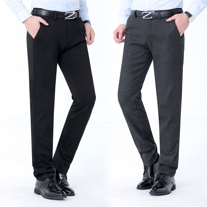2022 Autumn Winter Thick style casual pants men's body straight cylinder free of hot business casual middle aged daddy suits long pants 