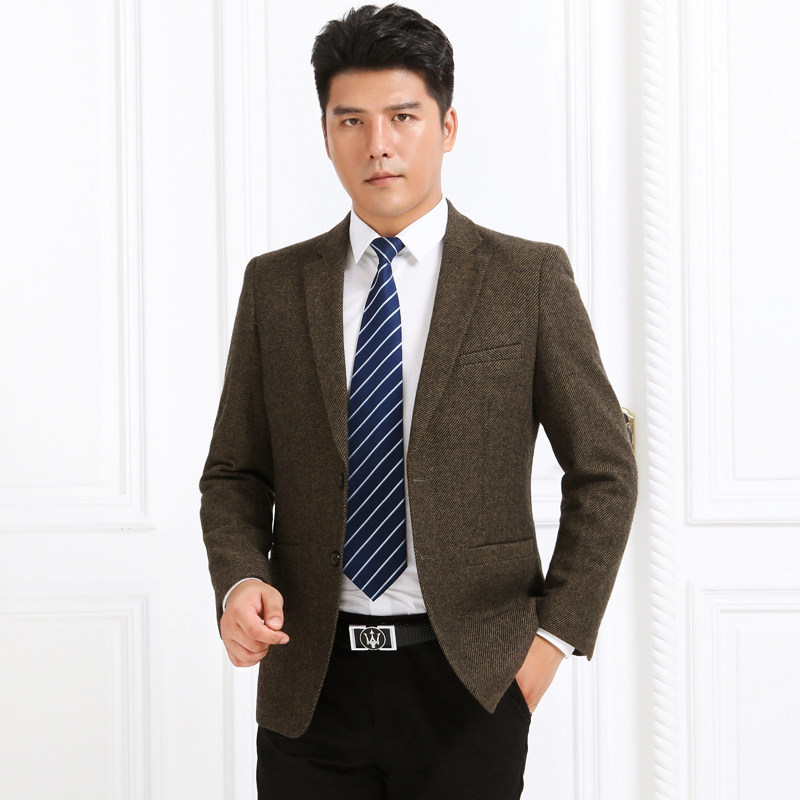Two-button wool suit men thicken coat middle-aged business leisure large-code suit in autumn and winter clothing
