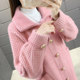 Imitation mink fleece sweater women's coat 2023 spring and autumn new loose thick mid-length fashion cardigan plaid coat