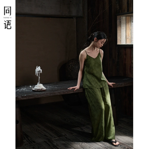 同语 Летняя пижама, штаны, топ с чашечками, 2025 года, эффект подтяжки