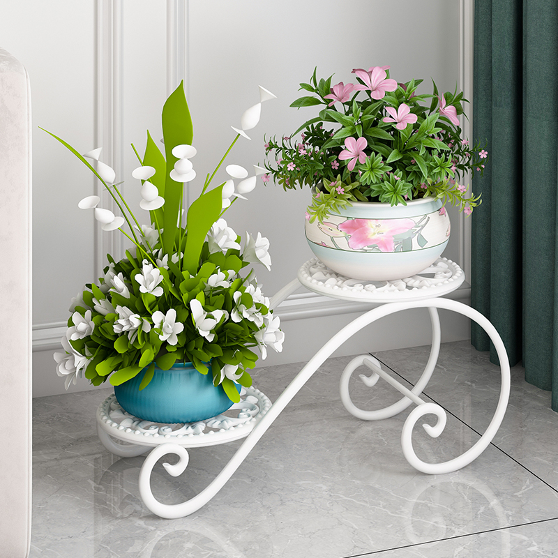 Flower shelf living room floor-to-ceiling simple modern wrought iron flower pot rack indoor gold Kudzu net red flower rack shelf Yang Tai