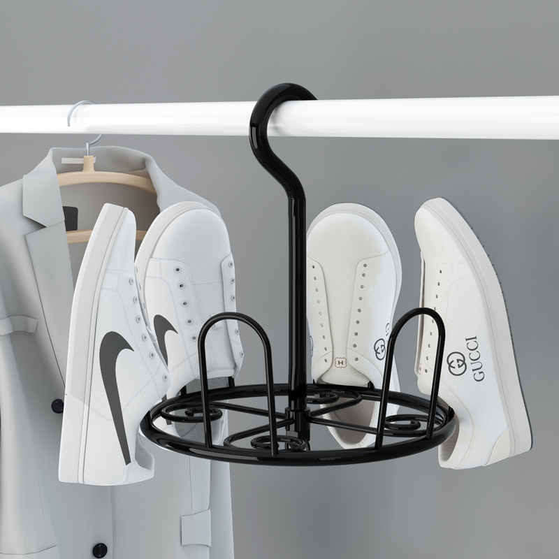 Shoe rack home outdoor balcony hanging shoe rack artifact outdoor storage drying rack wrought iron hook rotating shoe rack