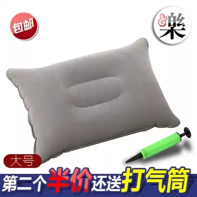 Large outdoor travel inflatable pillow double-sided flocking inflatable cushion waist pillow lunch break pillow blowing sleeping pillow