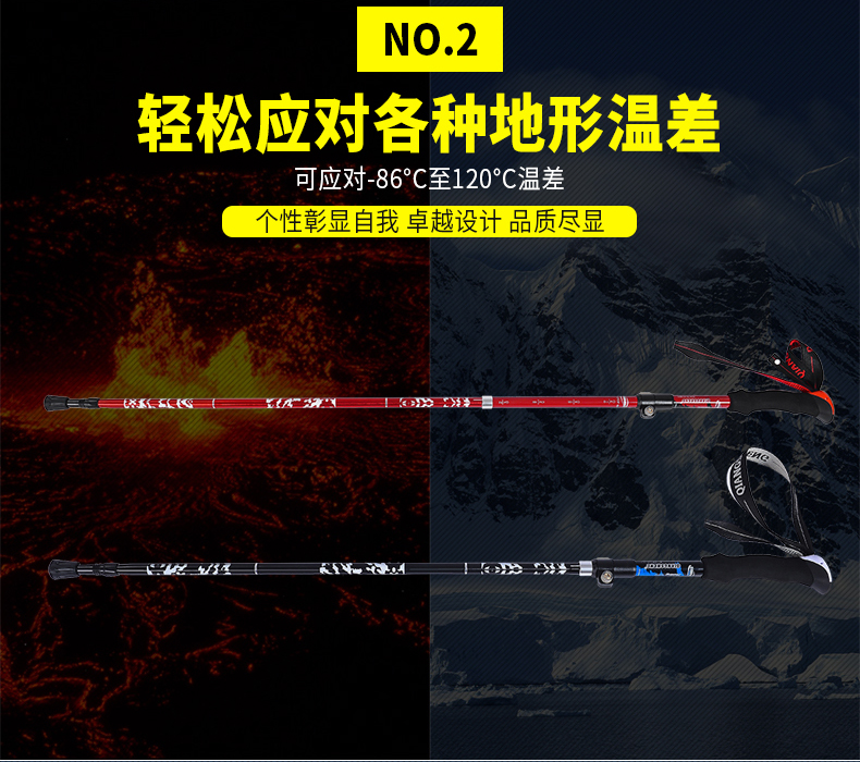 Mạnh mẽ gấp carbon trekking cực siêu nhẹ off-road đi bộ đi bộ khóa mở rộng kính thiên văn 5 leo núi ngoài trời - Gậy / gậy gậy leo núi gấp gọn