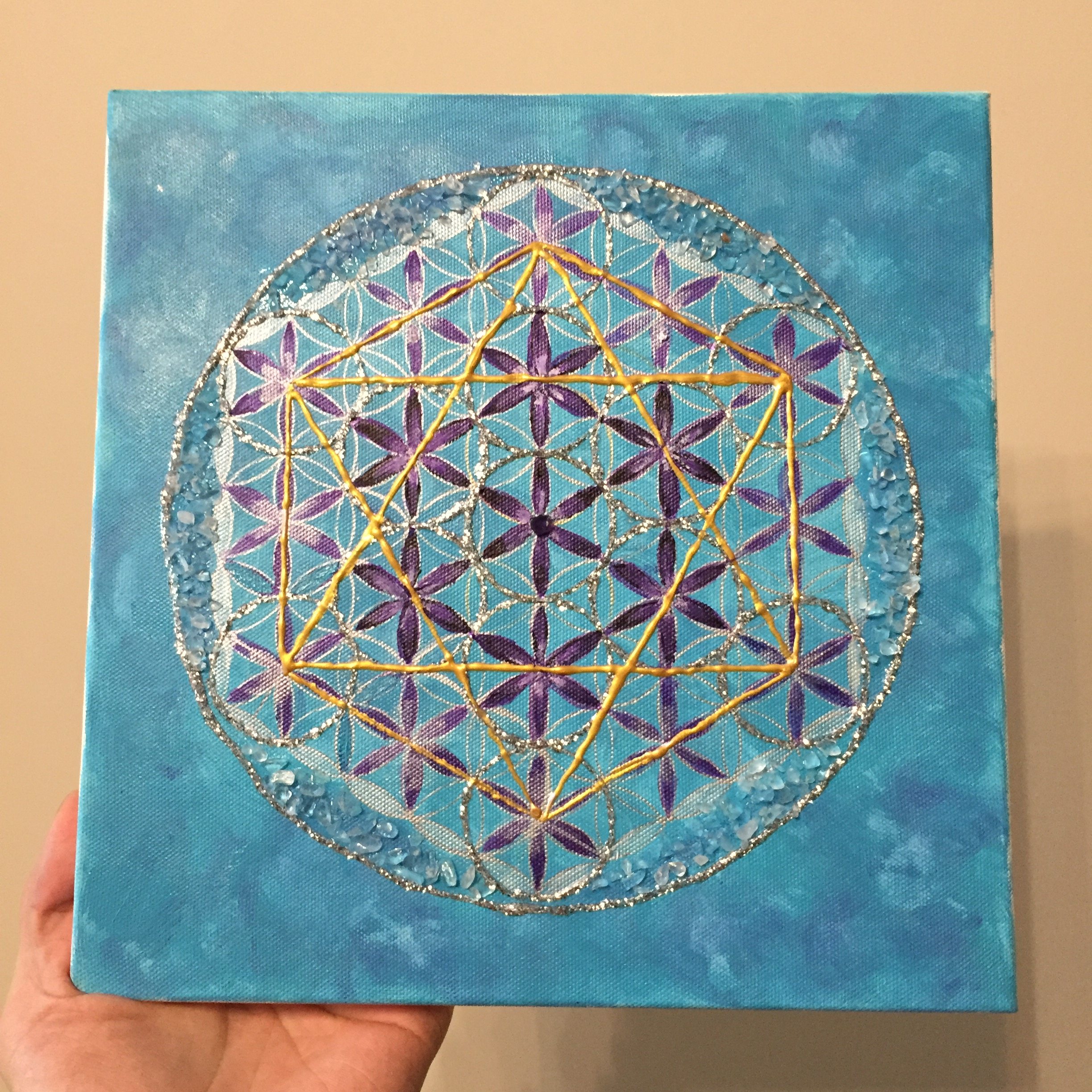 Egyptian Flower of Life White Crystal gravel oil painting yoga studio porch pendant decoration