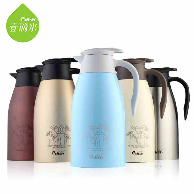 A drop of water yellow 304 stainless steel Army green transparent large capacity home pot 2l insulated bottle hot water bottle