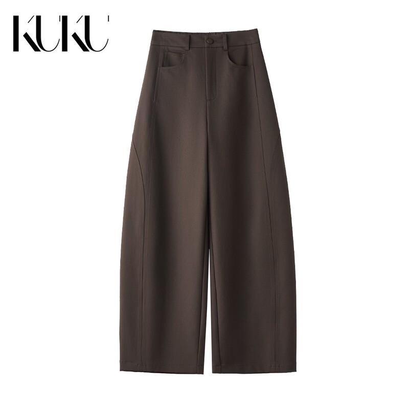 2026 Spring and Autumn High-Waisted Casual Scimitar Pants for Women, Slimming and Draping, Versatile Straight-Leg Pants, Melard Style Coffee-Colored Pants 2026 Spring and Autumn High-Waisted Casual Scimitar Pants for Women, Slimming and Draping, Versatile Straight-Leg Pants, Melard Style Coffee-Colored Pants