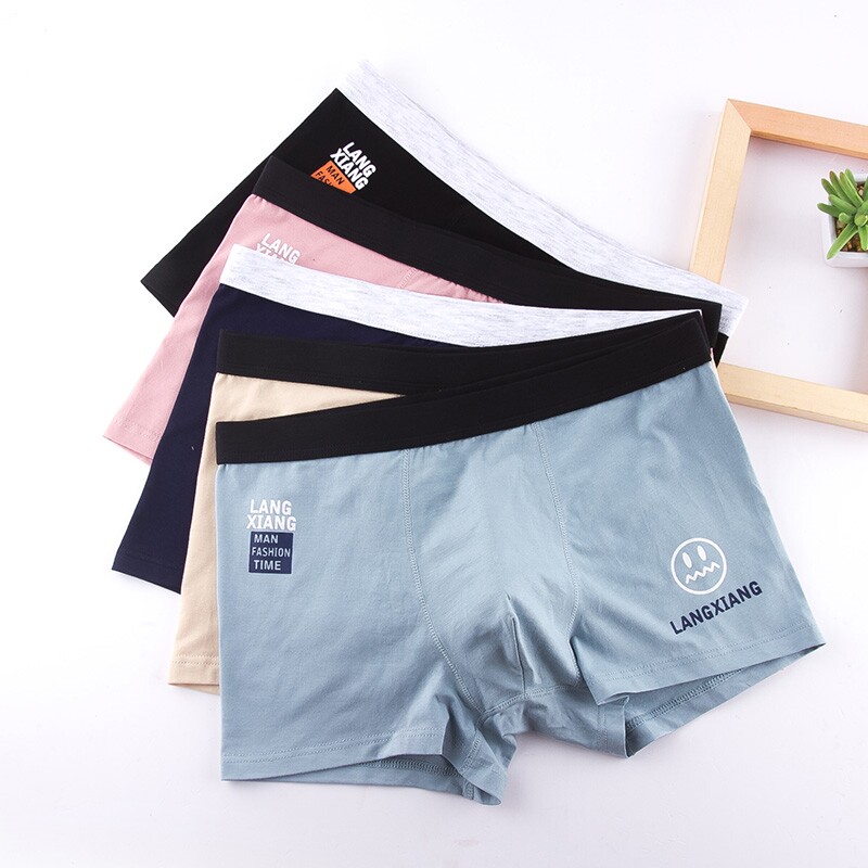 Flowers Gongzi Four-corner Underpants Boys Kids High School Students High School Kid Teenagers Cotton Breathable Four-corner Low Tide Shorts