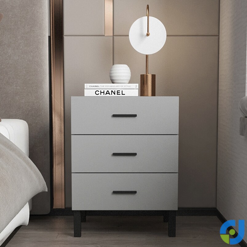 Italian drawers on both sides of the high-grade gray bed cabinet Beauty salon Wood rounded dark gray Hotel home wedding room 40