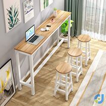 Balcony bar table window integrated simple commercial household long table milk tea shop table and chair combination high foot bar