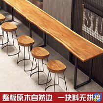 Balcony bar table window integrated wall narrow table long milk tea shop bar high foot table and chair combination commercial