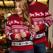 2024 New Winter Mom Dad Kids Matching Knitting Sweaters Chri