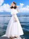 Beach Dress 2024 New High-end Women's Summer White Super Fairy Dress Gentle Wind High Waist Slim One Shoulder Long Dress