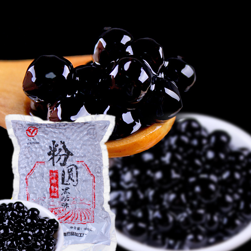 Tianyuan Black Pearl Powder Round Commercial Black Sugar Pearl Fruit Succulent Similu Fast Boiling Pearl Milk Tea Shop Ingredients