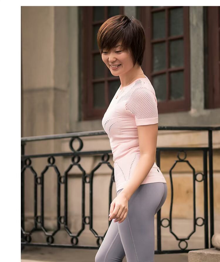 LEANA Lina áo thun thể thao không có đệm ngực phụ nữ tay ngắn nhanh khô thoáng khí chạy bộ quần áo tập yoga 5108 áo phông lining nam chính hãng