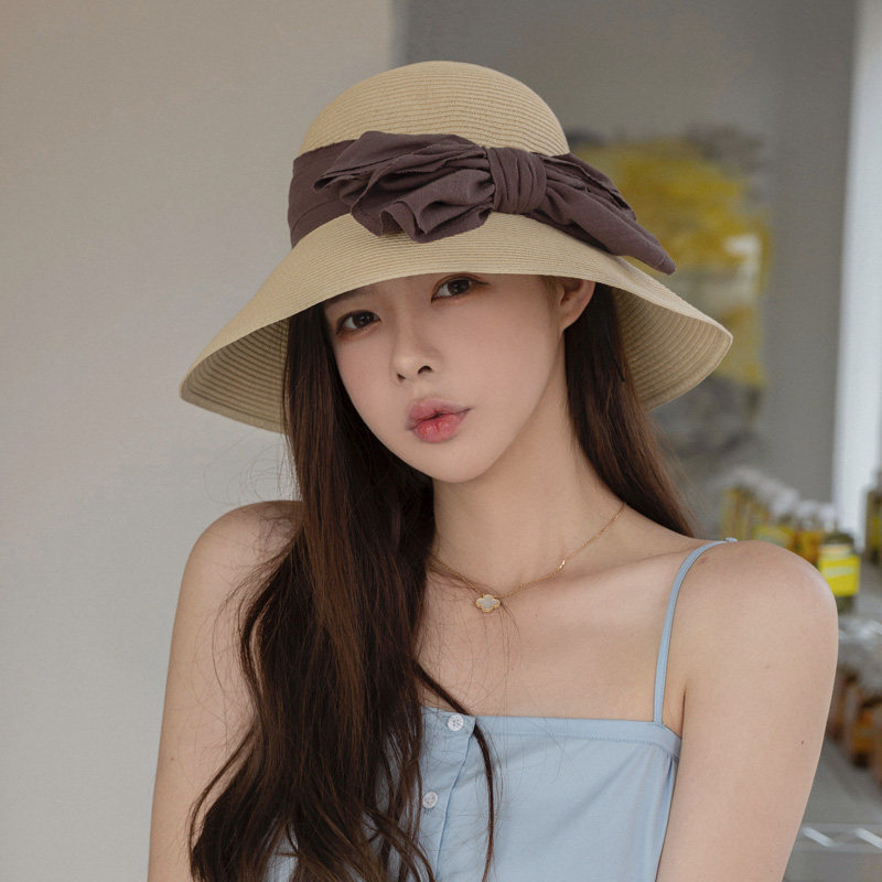 Straw Hat female summer shade cap day cotton linen female sun protection fisherman cap casual fashion sun cap foldable
