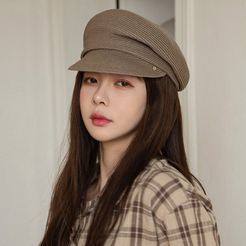 2023 - Japanese newspaper hat straw hat side folds spring and summer fiber weaving retro duck tongue sunscreen hat