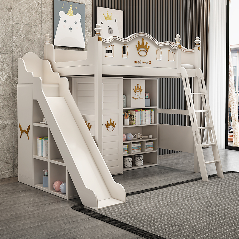 Solid Wood Upper Bed Lower Table Top Bunk Bed Up And Down Bunk Bed With Desk Wardrobe Multifunction Combined Bed Teenagers small family Type