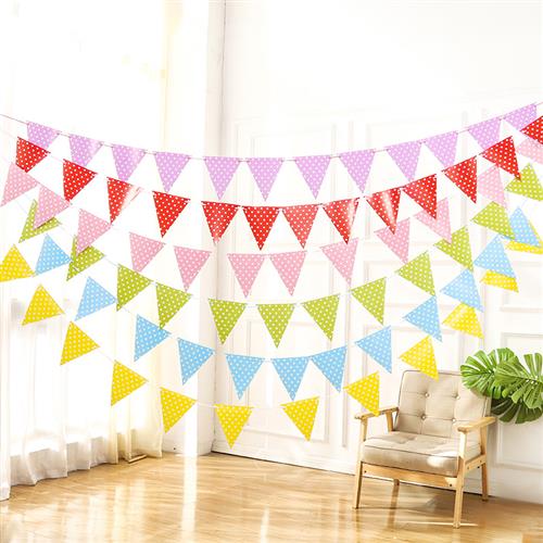 Han Edition Triangle Pull Flag Festival Party Arrangement Banners Baby Birthday Wave-Colorful Banner-Taobao