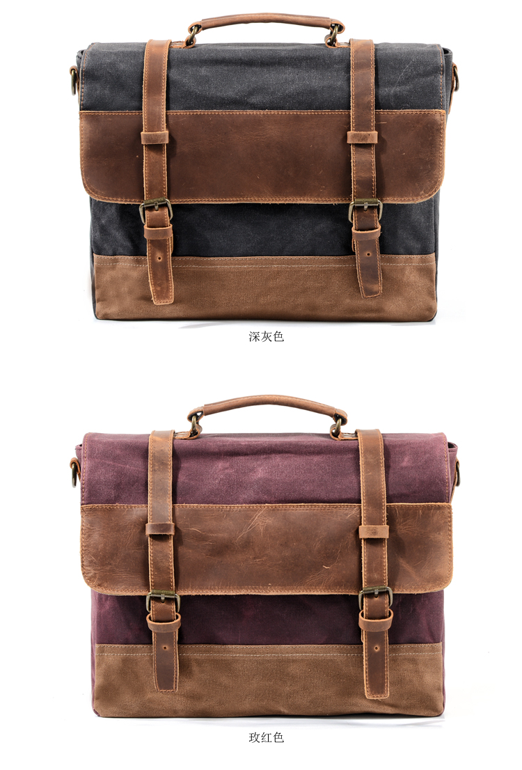 Châu Âu và Mỹ sáp dầu không thấm nước với ngựa điên bệnh vẩy nến túi nam retro 15,6 inch túi đeo vai đeo chéo - Túi của con người balo vascara