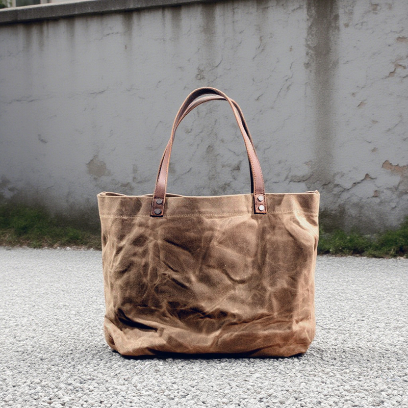 European and American Outdoor Beach Bags for Men and Women, Casual Canvas Handbags, Shoulder Bags, Waterproof Cloth Bags, Large-Capacity Pleated Tote Bags