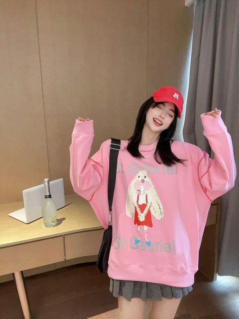 Thick terry cotton loose casual cotton sweatshirt cute cartoon