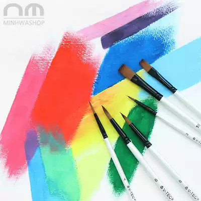 Boutique wolf brush watercolor pen set Oil painting acrylic brush Watercolor hand-painted row pen pigment fan-shaped painting 6 packs