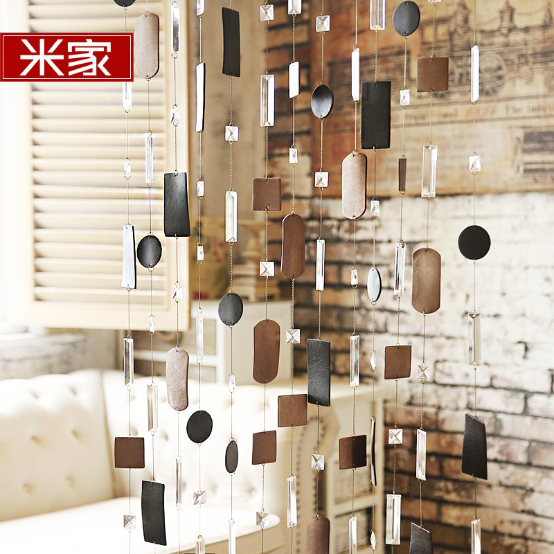 Mi jia bead curtain new leather door curtain crystal partition curtain entryway finished curtain feng shui line hanging curtain