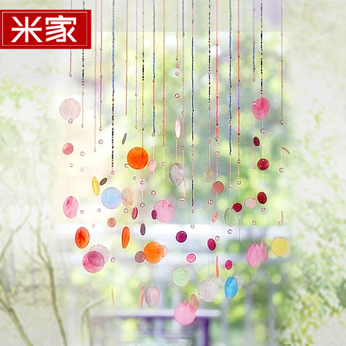 Mijia Shell Bead Curtain for Living Room Door, Imitation Crystal Partition Curtain, Entrance Curtain, Bedroom Hanging Curtain, Blue Pastoral Curtain