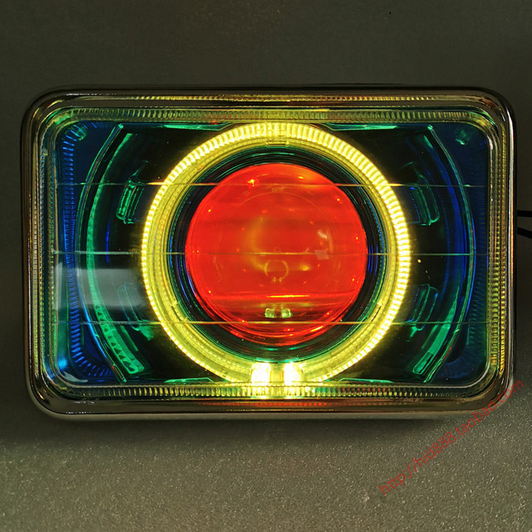 Suitable for Suzuki King GS CG125 Headlight Assembly Square Lamp Retrofit Sea 5LED Dual Light Lens Angel Eye Accessories