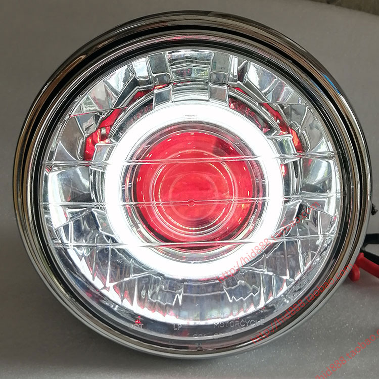 Suitable for Honda CB400 headlight assembly super-bright LED dual light lens Angels Eye Devil Eye round light
