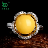 琪美真玉 Натуральное кольцо из воскового агата, янтарный аксессуар, серебро 925 пробы