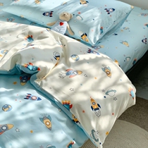  Childrens cartoon 60 pieces of cotton three-piece dormitory high and low bed male and female children quilt cover Children single 1 2m bed