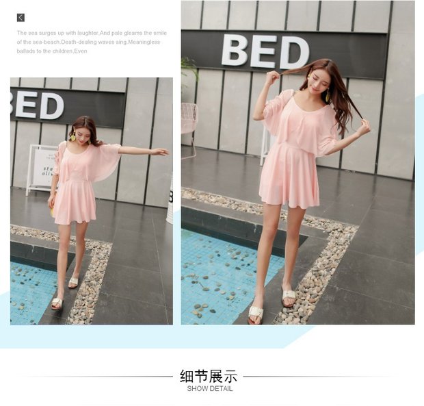 Áo tắm nữ liền thân bảo thủ kiểu váy phẳng góc cỡ lớn che bụng đã mỏng Hàn Quốc suối nước nóng ngực nhỏ tụ tập đồ bơi học sinh áo bơi liền thân cho bé gái