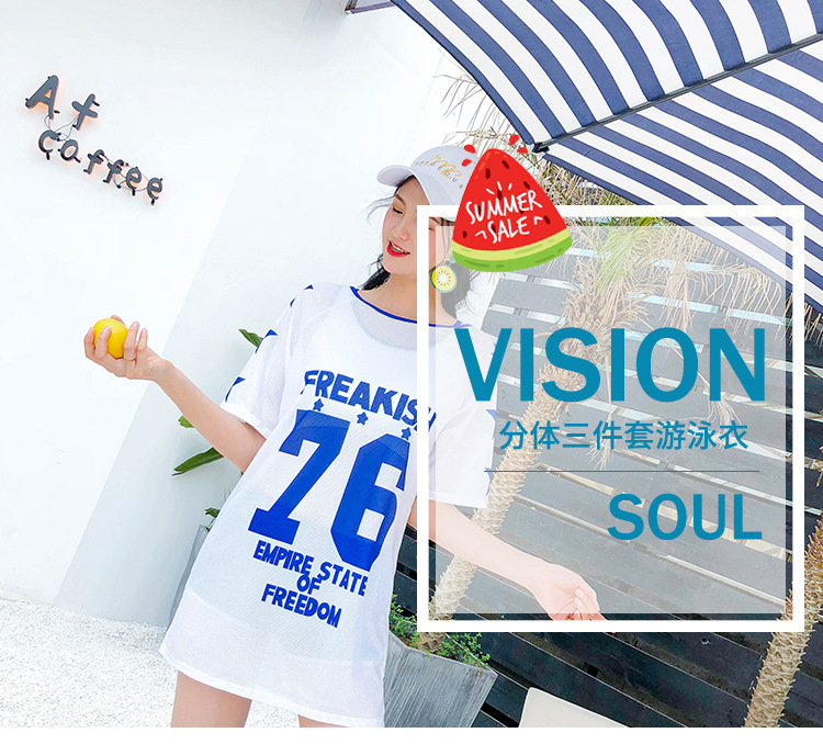 Áo tắm nữ ba mảnh thể thao bikini sinh viên ngực nhỏ bảo thủ boxer che bụng Hàn Quốc suối nước nóng nhỏ áo hai mảnh