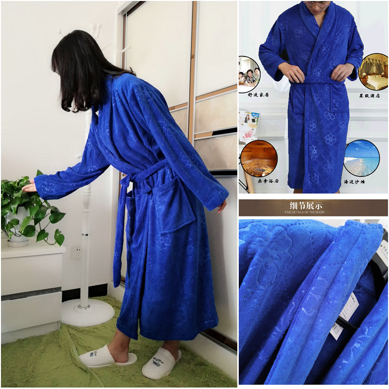 Mùa xuân và mùa thu Mùa đông Đàn ông và Phụ nữ Plus Phân bón Plus Khách sạn Khăn bông Áo choàng cho các cặp vợ chồng Áo ngủ thấm sợi tre áo choàng đôi