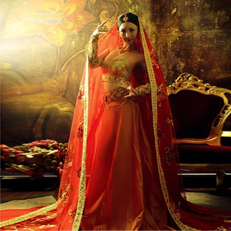 Photo Studio Western-Style Women's Clothing Exotic Saree Costume Photography Ancient Costume Indian Dance Costume Women's Wedding Dress with Veil
