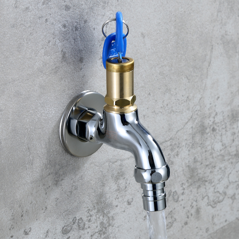 Outdoor lock faucet outdoor housewashing machine switch stainless steel extended anti-theft with key lock faucet