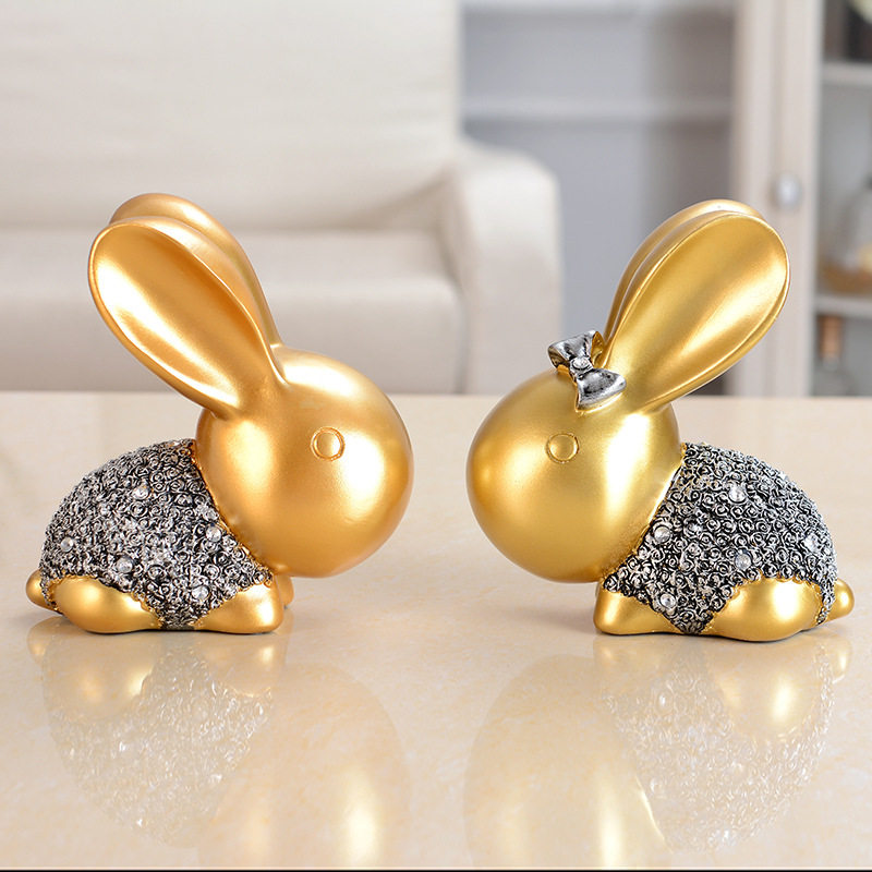 Cute Rabbit Pair Home Living Room Adornment Wine Cabinet TV Cabinet Craft Gifts Swing Accessories Nordic Light Lavish Modern Little Furnishing