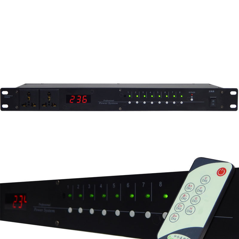 Seven-tone drum power sequencer with remote control filter home KTV remote infrared connection conference high power management