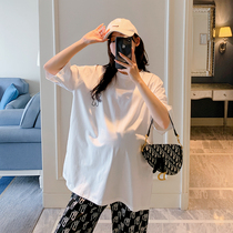 Maternity T-shirt fashion casual sweatpants loose Korean version of short-sleeved trousers adjustable belly pants two-piece set